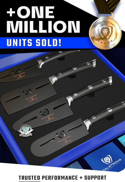 Charcuterie & Cheese Knife Set-4Pc-Gladiator Series Elite-Mini Cleaver, Serrated,Round-Tip,Forked Cheese Knives Set-G10 Handle-Soft & Hard Cheese-Sheath-Nsf Certified8