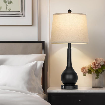 26" Black Table Lamps Set of 2, Touch Control Lamps for Living Room, 3-Way Dimmable Bedroom Bedside Lamps for Nightstands with USB A+C Port (2 LED Bulbs Included)5