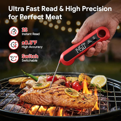 Meat Thermometer Digital,1-2S Instant Read Thermometer for Cooking, Grill | Food Thermometer for Bbq,Candy,Smoker,Air Fryer, Professional Kitchen Gadgets,Gift for Fathers Day, Dad, Men, Husband, Him2