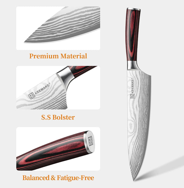 8" Chef Knife, Ultra Sharp Kitchen Knife with Ergonomic Handle3