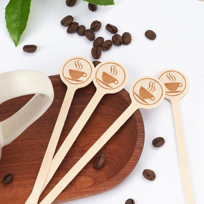 100Pcs Coffee Stirrers-5.9 Inch Natural Wooden Stir Sticks with round Ends, Disposable Biodegradable Cafe Grade Coffee Stir Sticks Wood Beverage Mixer for Coffee Cocktails Milk Tea | Natural Disposable Biodegradable Cafe Grade Coffee Stir Sticks4