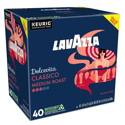 Lavazza Dolcevita Classico, Single-Serve Keurig K-Cup Pods, Medium Roast Coffee, 40-Count Box12