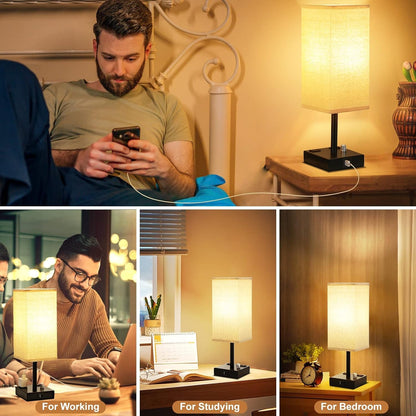 Bedside Table Lamps Set of 2 for Bedroom - Dimmable, USB C+A, 2 AC Outlets9