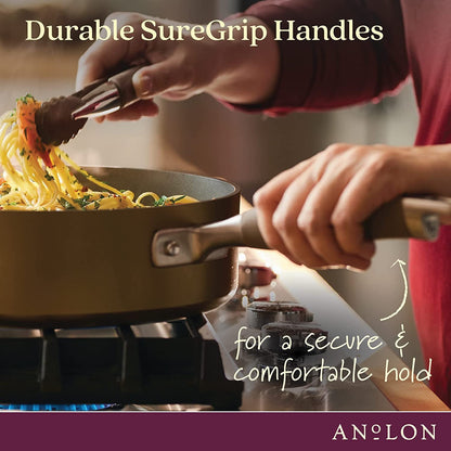 Advanced Hard Anodized Nonstick Deep Frying Pan with Lid, Non Stick Pan, 12 Inch, Bronze4