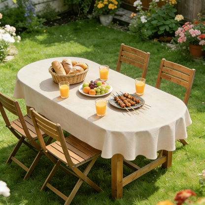 Oval Tablecloth 60 X 84 Inches Faux Linen Water Resistant5