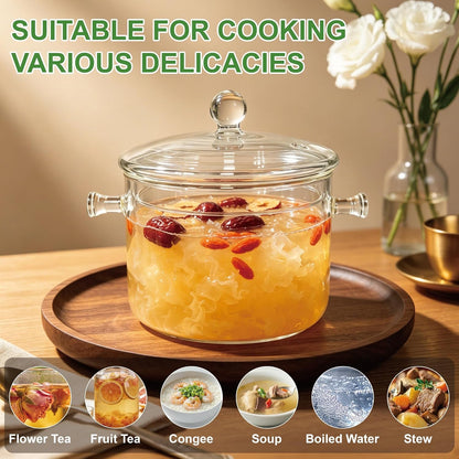Glass Pots for Cooking on Stove, 1.5L / 50Oz, Heat-Resistant Simmer Pot | Glass Cooking Pot with Lid, Heat-Resistant Simmer Pot for Stove Potpourri, Saucepan Pot Fits for Cooking, Soup, Tea, Milk3