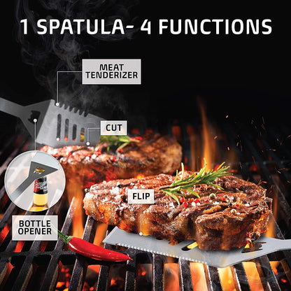 Grilling Accessories, Gifts for Men Christmas Grilling Gifts for Dad, Heavy Duty Stainless Steel BBQ Grill Tools Set for Outdoor Grill with Aluminum Case and Apron, Birthday Gifts for Men Dad5