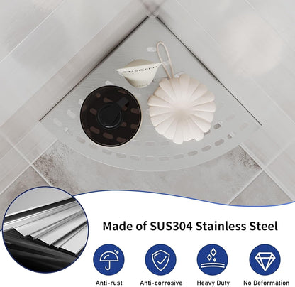 2 Pack Corner Shower Shelves 304 Stainless Steel Shower Corner Shelf Brushed Nickel Bathroom 8 in Prevent Rust Drilling Installation5