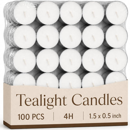 Tealight Candles, 100 Pack, 4 Hour Long Burning Tea Lights1