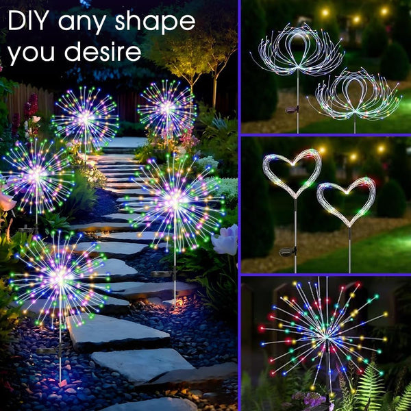 Solar Garden Lights Outdoor,Waterproof Garden, 2PC 200 LED Twinkling Firework Lights Decorative with 8 Modes,Decor for Yard Patio Pathway Lawn for Yard outside Fairy Decorative4