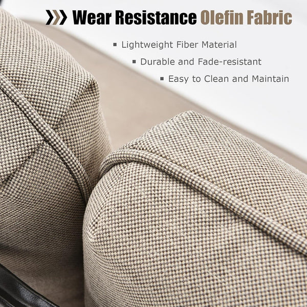 Patio Loveseat with Table Set, 2 Seat Cushioned Sofa with Coffee Table, Patio Conversation Sofa Set with Rustproof Frame, 2 Pieces Outdoor Furniture Set for Garden, Poolside, Balcony (Beige)7