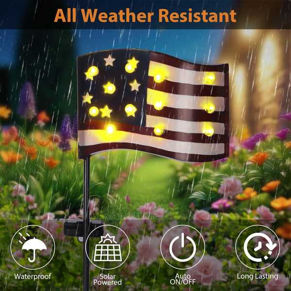 Garden Lights Solar Powered American Flag for Fourth of July Decorations4