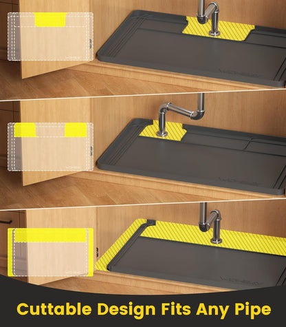 Under Sink Mats for Kitchen Waterproof 34"X22",Grey4