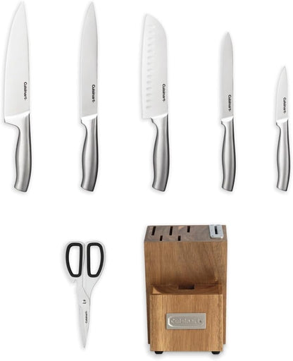 7 Pc Stainless Steel Essentials Cutlery Block Set with Built in Sharpener3