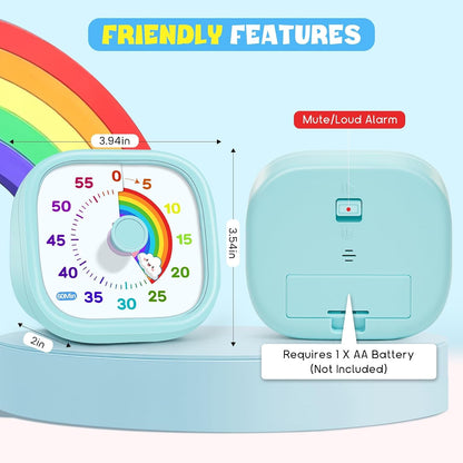 Visual Timer for Kids, 60-Minute Countdown Silent Operation Timer | Visual Rainbow Disk, Timer for Kids & ADHD Toddler, Loud Alarm Timers for Classroom, Kids Desk Time Management Tools, Blue6