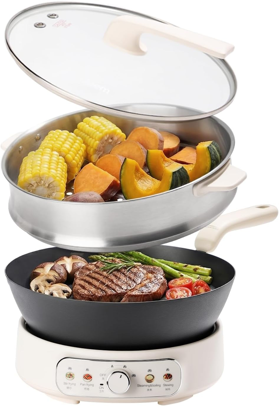 5qt-electric-skillet-pure-iron-nonstick-frying-pan-with-glass-lid-steamer-rack-1600w-3-level-heat-control-removable-pot-family-sized-cooker-for-boil-steam-saute-11-81inch
