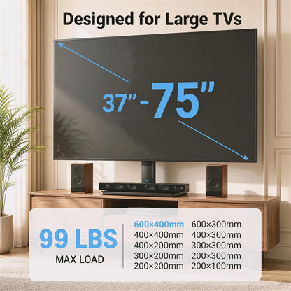 Universal Swivel TV Stand for 32-75 Inch Tvs, Table Top TV Stand Base up to 99 Lbs, 4 Height Adjustable Universal TV Legs with Tempered Glass Base, Max VESA 600X400Mm, PSTVS02-N12