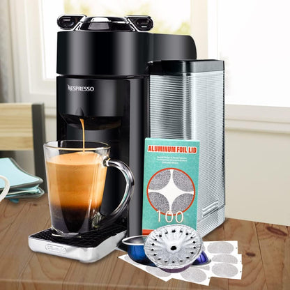 Aluminum Foils Lids to Reuse Vertuoline Capsules Coffee Pods Compatible with Nespresso Vertuoline Machine 64Mm(100/Package)5