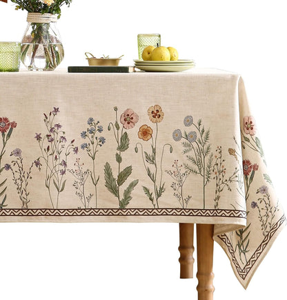 Designer Linen Square Large Tablecloth,67"X67"-Serenity G1