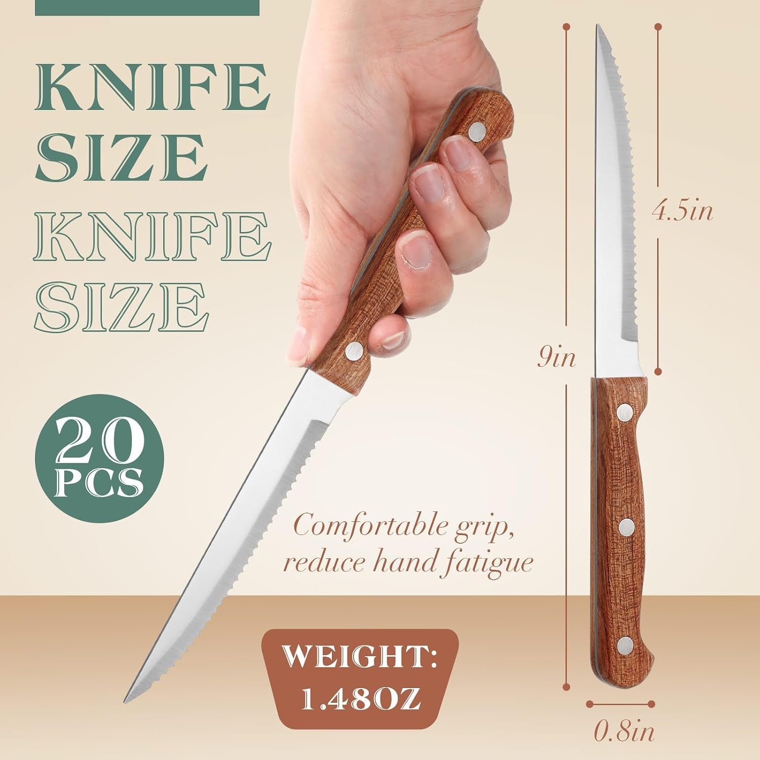 20-pcs-steak-knives-bulk-9-inch-stainless-steel-kitchen-knives-with-triple-riveted-handle-utility-sharp-serrated-steak-knife-set-for-kitchen-restaurant-tableware-camping-wood-brown
