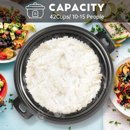 Rice Cooker Stainless Rice Cooker & Warmer Commercial Rice Cooker for Party and Family(10L Capacity for 4.2L Rice,42Cups) Brown2