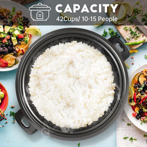 Rice Cooker Stainless Rice Cooker & Warmer Commercial Rice Cooker for Party and Family(10L Capacity for 4.2L Rice,42Cups) Brown2