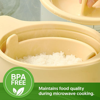 100% Platinum Silicone Low Carb Rice Cooker, 2-3 Cups Uncooked Rice, Microwave Rice Cooker, Self-Basting Lid for Everyday Meals, Cream White7
