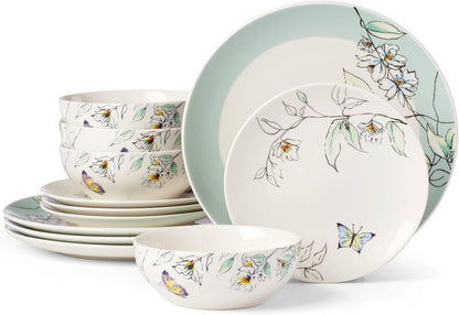 Botanica Porcelain 12-Piece Dinnerware Set for 41
