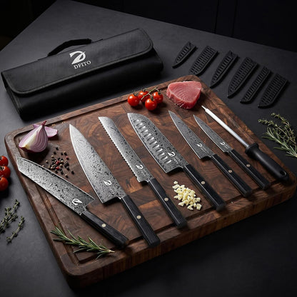 Chef Knife Sets with Roll Bag, Ultra Sharp Japanese Kitchen Knife Set7