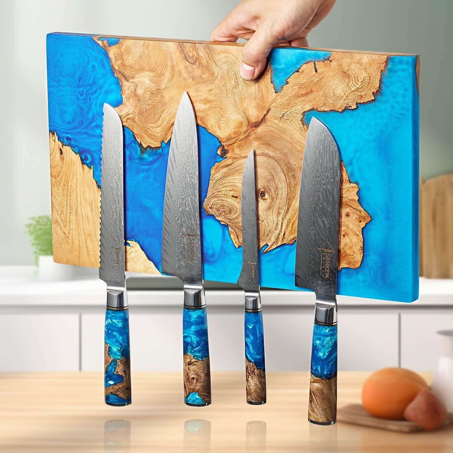 senken-tsunami-7-piece-damascus-kitchen-knife-set-with-magnetic-knife-block-67-layer-japanese-vg10-steel-chef-santoku-cleaver-bread-boning-more-blue-resin-burl-wood-block