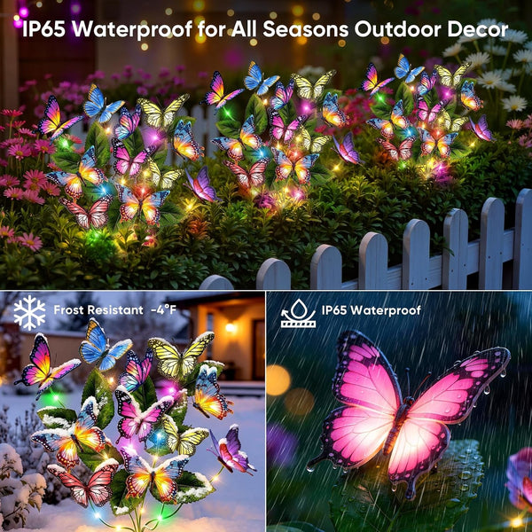 Solar Lights Outdoor Garden Decor: 2 Pack Colorful Leds Butterfly Lights6