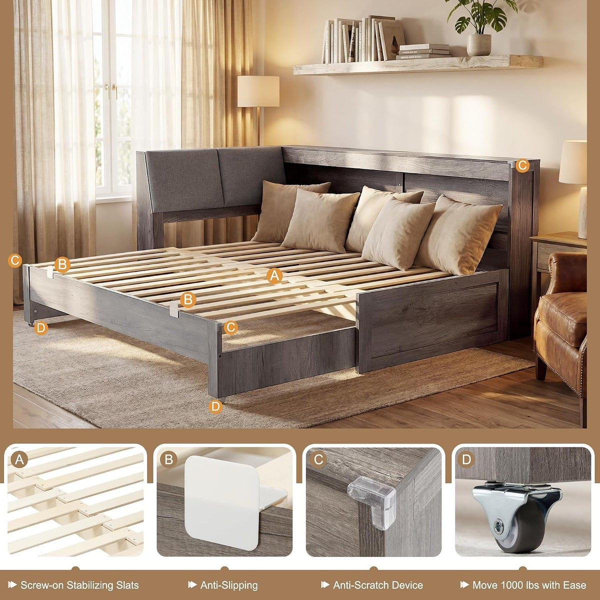 twin-daybed-with-wood-trundle-and-storage-bookcase-headboard-gray