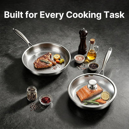 Titanium Pans for Cooking | 10" Non Stick Frying Pan with Lid | Gas, Induction & Oven-Safe | Easy Clean Hammered Pan7