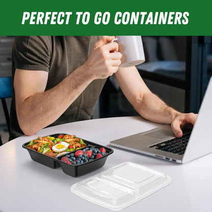 50 Pack 28 Oz Meal Prep Containers with Lids 2-Compartment, Black7