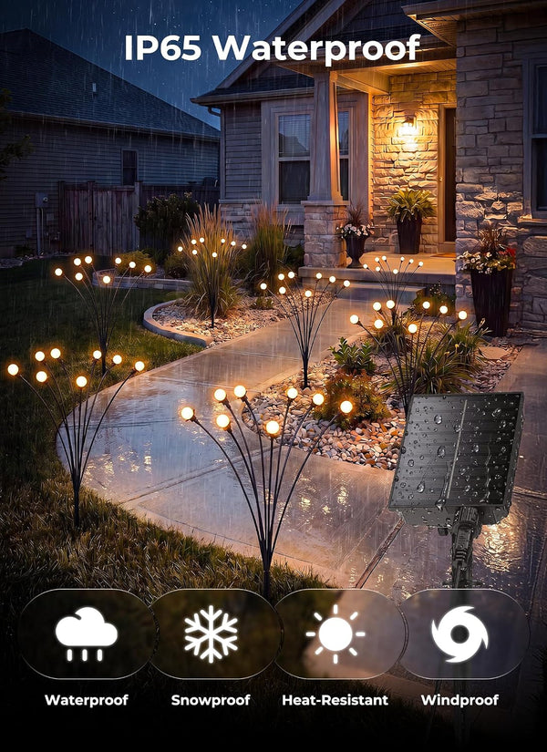 Solar Lights Outdoor,4Pack 32LED Solar Garden Lights Warm White7