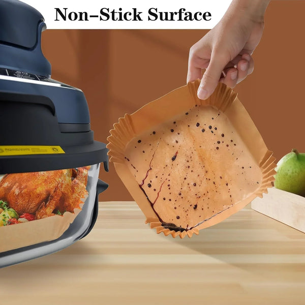 260Pcs Air Fryer Liners Disposable Parchment Paper Sheets for Ninja Crispi | 130 + 130 Non-Stick, Unbleached Airfryer Sheets Air Fryer Accessories for Ninja Crispi Glass 4-In-1 Portable Cooking System5