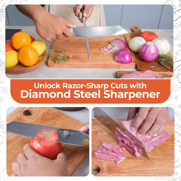 8 Inch Chef Knife Set with Diamond Sharpener - Sharp Kitchen Knife3