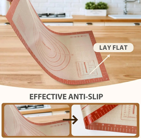 24" X 16" Silicone Baking Mat with Measurement Guides | Extra Thick Pastry Rolling & Sourdough Mat Baking Supplies for Making Pizza, Pie, Cookies and Bread4