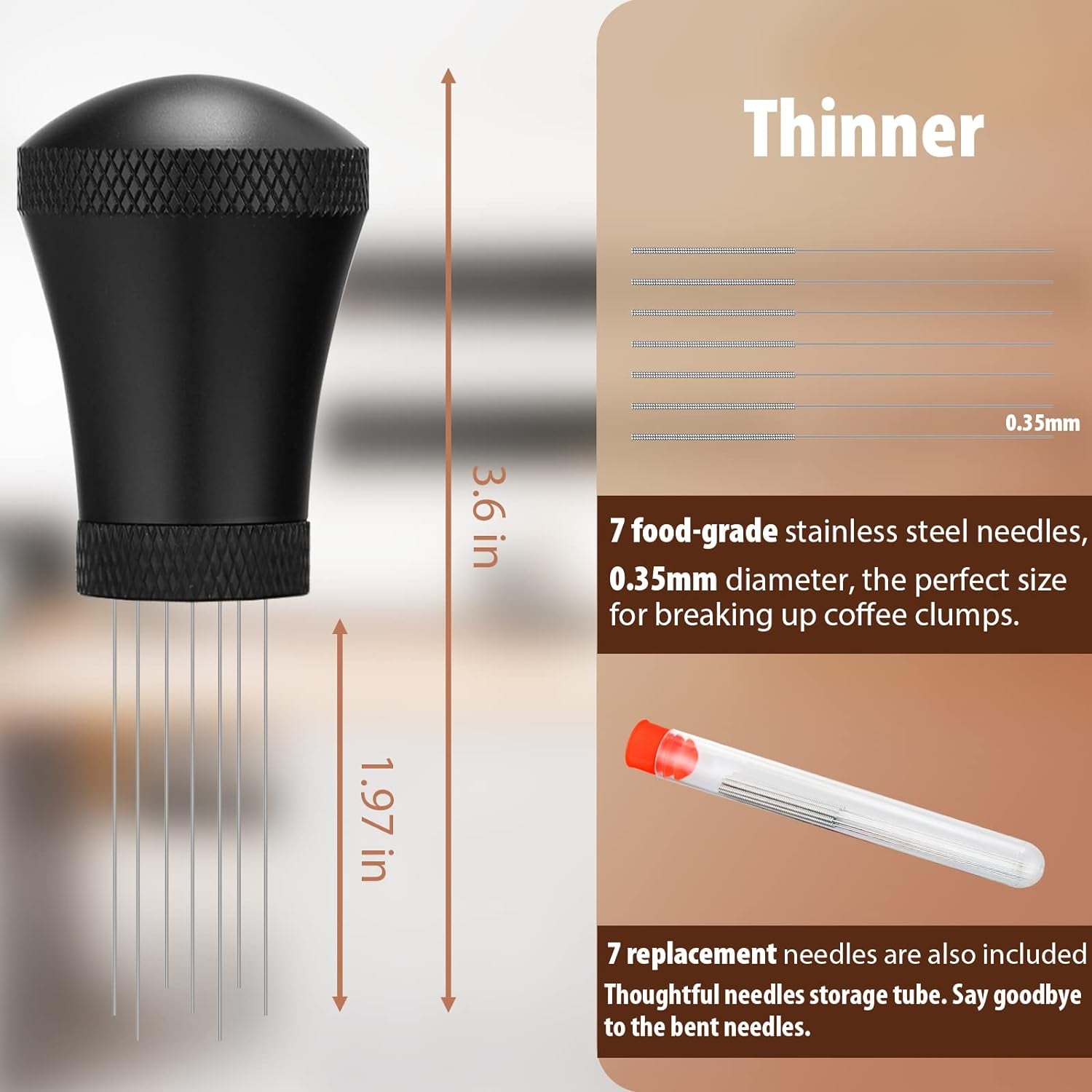 wdt-espresso-distribution-tool-espresso-stirrer-tools-for-barista-0-35mm-7-needles-espresso-coffee-stirrer-with-extra-7-replaceable-needles-aluminum-alloy-handle-with-stand-black