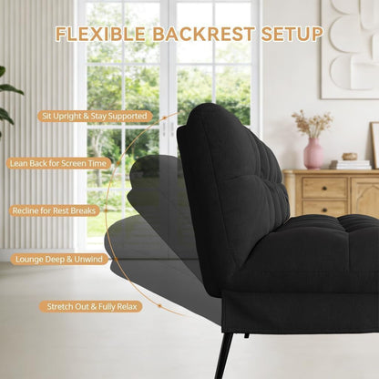 72″ Futon Sofa Bed, Sleeper Sofa with Adjustable Backrest, Black6