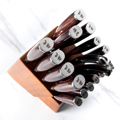Seido Master 17-Piece Damascus Knife Block Set, Acacia Wood Block9