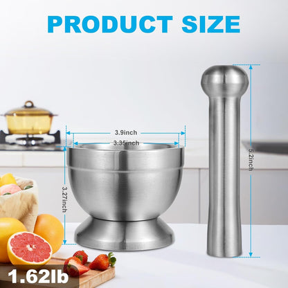 Mortar and Pestle Set, 18/8 Stainless Steel Pill Crusher2
