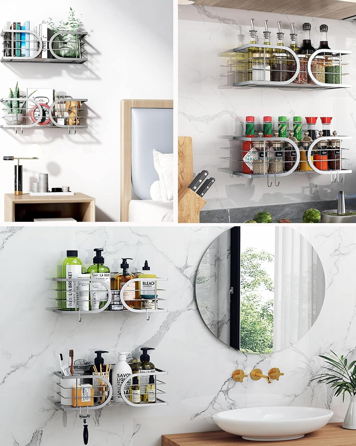 shower-caddy-no-drill-wall-mounted-304-stainless-steel-durable-large-capacity-adhesive-shower-rack-organiser-quick-dry-rustproof-bathroom-storage-shelves-2-pack-silver