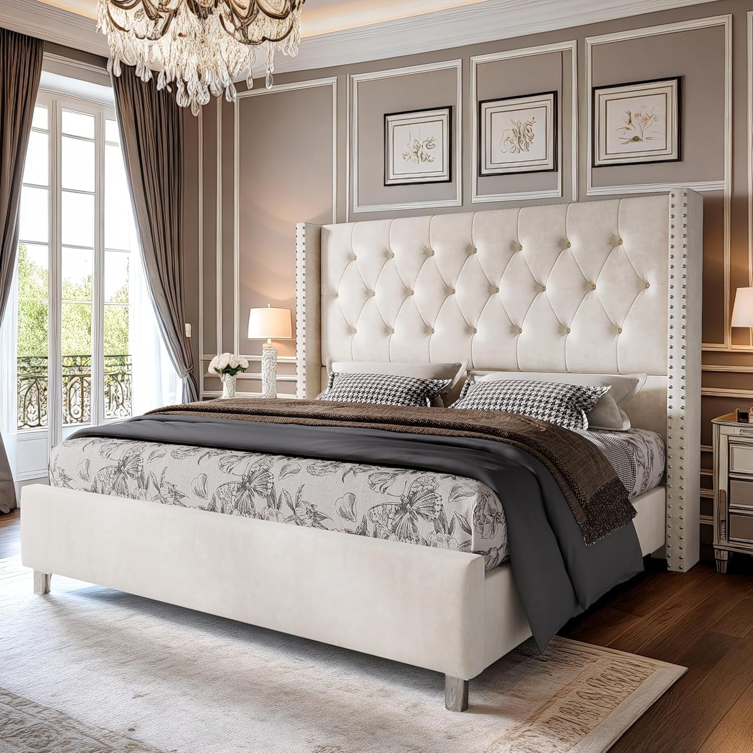 queen-velvet-bed-frame-with-49-2-tall-wingback-headboard-cream