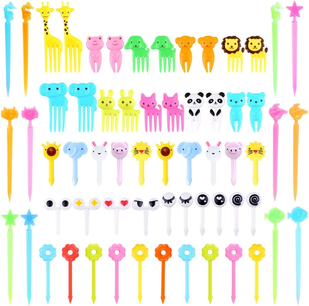 156pcs-animal-food-picks-for-kids-fun-bento-lunch-box-accessories-cute-cartoon-kids-food-picks-mini-fruit-forks-reusable-lunchbox-toothpicks-toddlers-boys-girls-bento-lunch-decorations