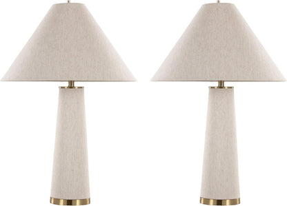 Kona 28" Metal Table Lamp, Desk Lamp, Bedside Lamps for Night Stands, Natural Linen Shade, Brass Base1