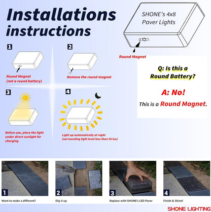 4X8 Solar Ground Lights, 12-Color Paver Light, RGB-W, 6Pack9
