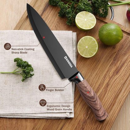 Knife Set, 9 Piece Kitchen Knife Set with Block and Sharpener, Anti-Rust Stainless Steel Cooking Knives Set for Kitchen, Chef Knife Block Set3