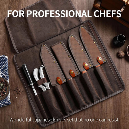 Japanese Knife Set with Bag, Hand Forged High Carbon Steel Chef Knives6