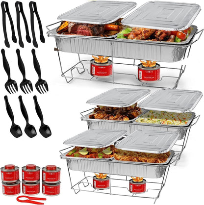 Large Full Size 33-Pcs Disposable Chaffing Buffet With-Covers, Utensils, Fuel Cans – Premium Chafing Dish Set for Events, Parties, Catering1